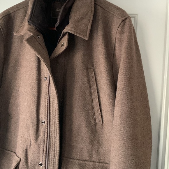 Tasso Elba Mens Full Zip Wool Blend Overcoat Brown - Picture 11 of 16